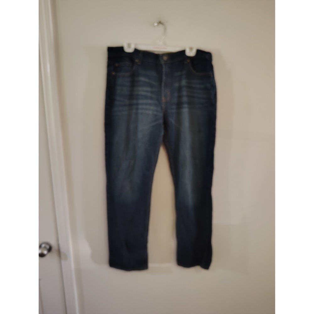 George Mens Straight Leg Jeans Dark Wash Denim Blue 38x32 GM08483
